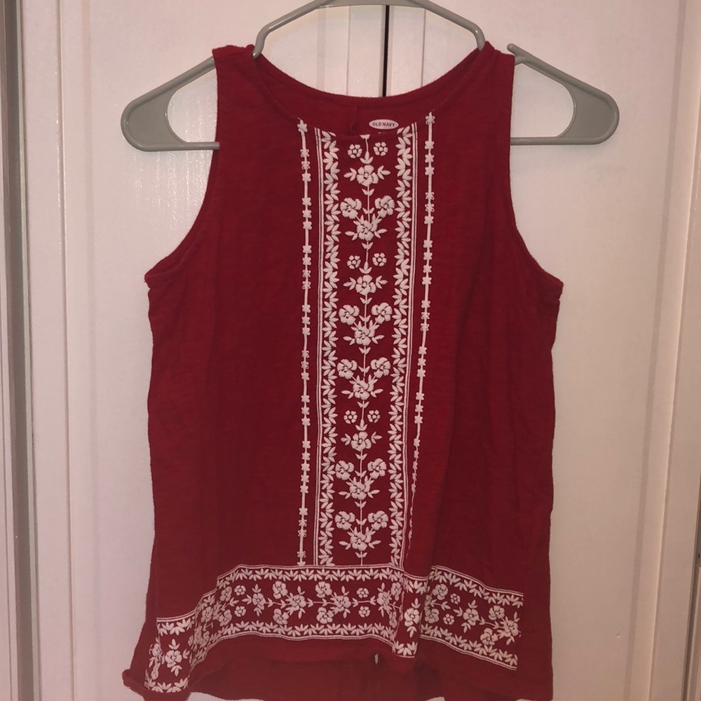 girls red floral design tank